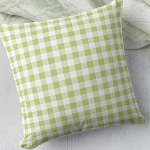 Cojín Decorativo Coordenadas del patrón blanco verde de Gingham Che
