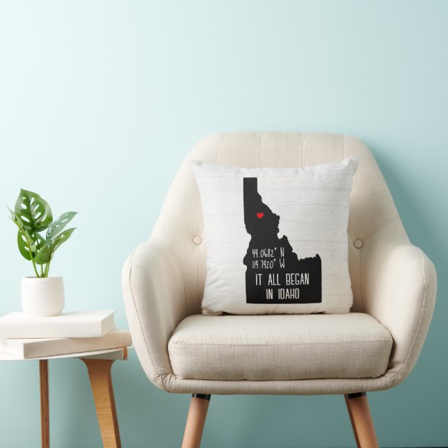 Cojín Decorativo Coordenadas GPS Idaho con corazón (Silla)