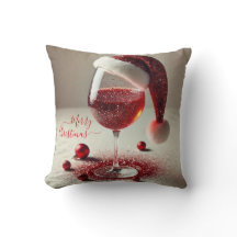 Copa de vino a cuadros rojos de Navidad con Santa