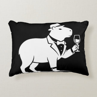 Cojín Decorativo Copa de vino de capybara divertida minimalista mod