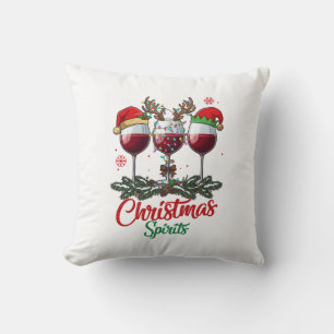 Cojín Decorativo Copas de vino Espiritus de Navidad Reno Cuerno Pi