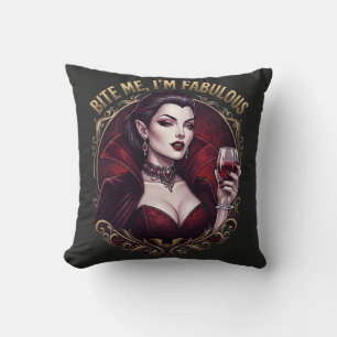 Cojín Decorativo Cópeme Soy Vaso de Vidrio de Vampiro Gótico Fabulo