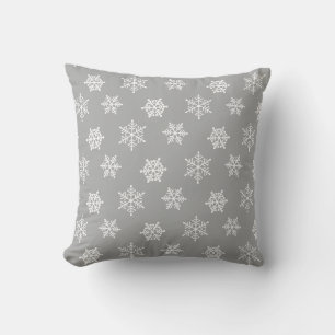 Cojín Decorativo Copia de Copos de Nieve Blancas Elegantes sobre Gr