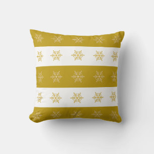 Cojín Decorativo Copia de Copos de Nieve Elegantes en Dorado y Blan