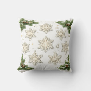 Cojín Decorativo Copia de Copos de Nieve y Pino Navidad