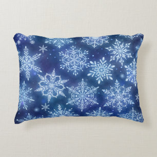 Cojín Decorativo Copia de Nieve de Magia Invernal Cielo Azul Profun