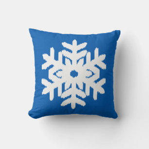 Cojín Decorativo Copito de nieve Ikat - azul cobalto y blanco
