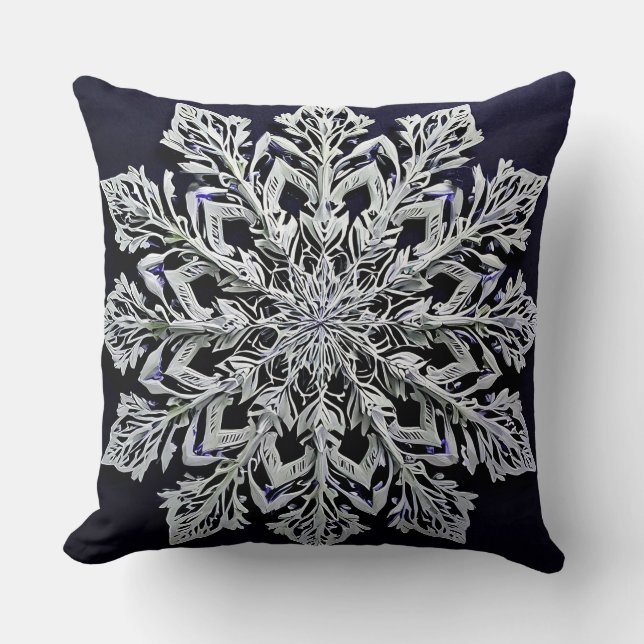 Cojín Decorativo copo de nieve 3d (Anverso)