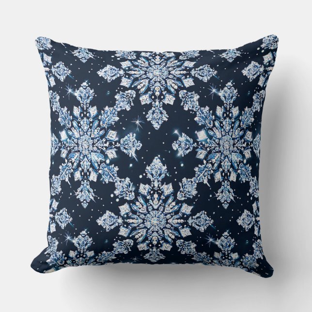 Cojín Decorativo Copo de nieve 3d azul (Anverso)