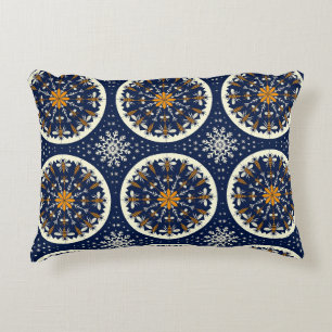 Cojín Decorativo Copo de Nieve Abeja de Invierno Geométrico