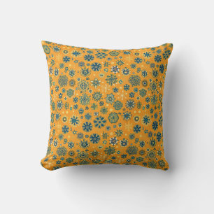 Cojín Decorativo Copo de Nieve Antiguo sobre Amarillo