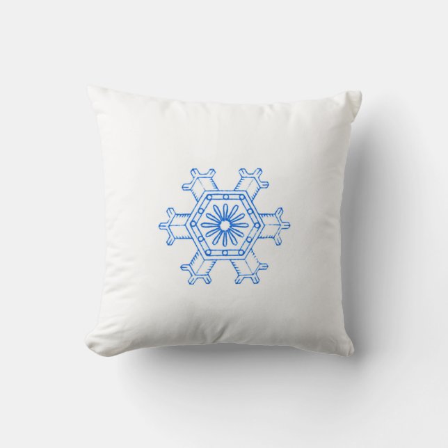 Cojín Decorativo Copo de Nieve Azul (Anverso)