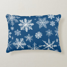 Cojín Decorativo Copo de Nieve Azul de Invierno