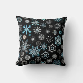 Cojín Decorativo Copo de Nieve Azul de Navidad