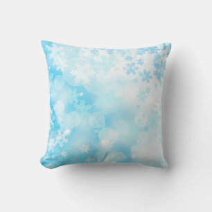 Cojín Decorativo Copo de Nieve Azul Hielo