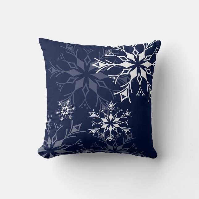 Cojín Decorativo Copo de nieve - Azul marino (Anverso)