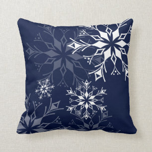 Cojín Decorativo Copo de nieve - Azul marino