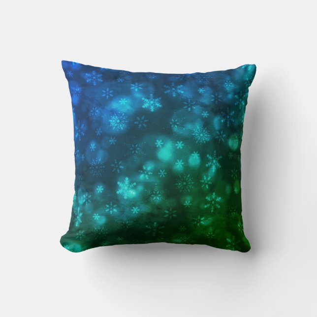 Cojín Decorativo Copo de Nieve Azul Verde (Anverso)
