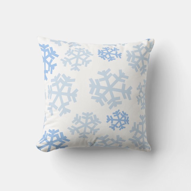 Cojín Decorativo Copo de nieve azul y blanco (Anverso)