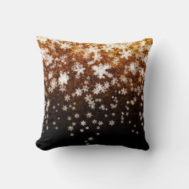 Cojín Decorativo Copo de nieve blanco sobre dorado