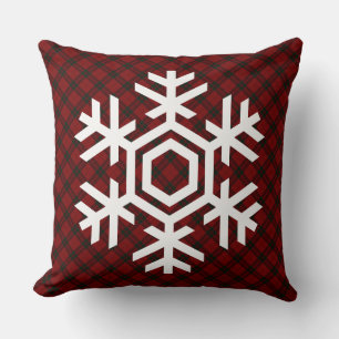 Cojín Decorativo Copo de nieve blanco sobre un clásico patrón de ta