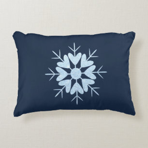 Cojín Decorativo Copo de Nieve Brillante de Cristal Azul Helado de