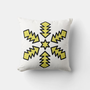 Cojín Decorativo Copo de Nieve Brillante - Estrella Amarilla