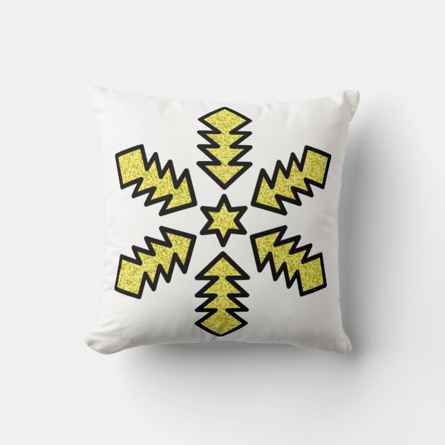 Cojín Decorativo Copo de Nieve Brillante - Estrella Amarilla (Anverso)