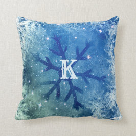 Cojín Decorativo Copo de nieve de color de agua congelado | Inicial