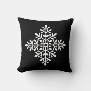 Cojín Decorativo Copo de nieve decorativo blanco en silueta sobre n