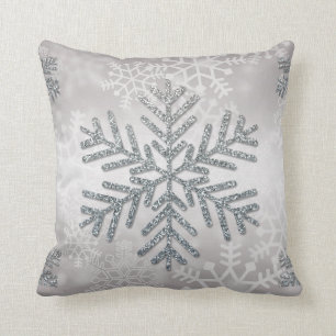 Cojín Decorativo Copo de nieve del día de fiesta con el purpurina
