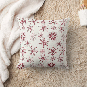 Cojín Decorativo Copo de Nieve Escarcha y Flores – Carmesí