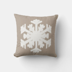 Cojín Decorativo Copo de nieve Ikat - taupe y blanco