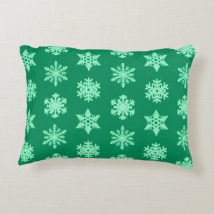 Cojín Decorativo Copo de nieve Ikat - Verde pino y menta