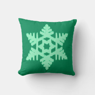 Cojín Decorativo Copo de nieve Ikat - Verde pino y menta