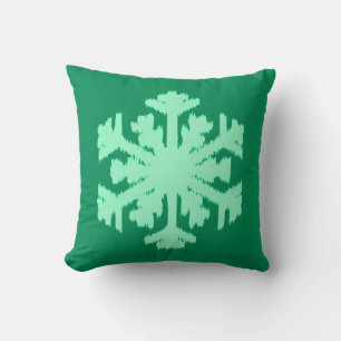 Cojín Decorativo Copo de nieve Ikat - Verde pino y menta