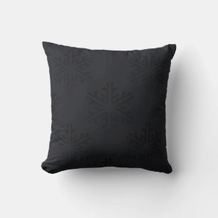 Cojín Decorativo Copo de nieve negro sobre negro glam holiday invie