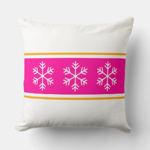 Cojín Decorativo Copo de Nieve Nórdico Menta Rayas Blancas y Rosada