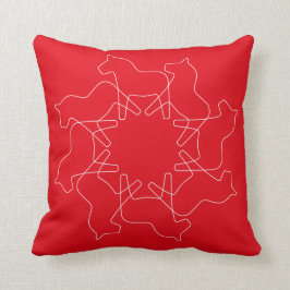 Cojín Decorativo Copo de nieve rojo del caballo de Dala del sueco