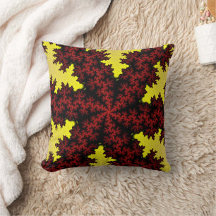Cojín Decorativo Copo de nieve rojo y amarillo