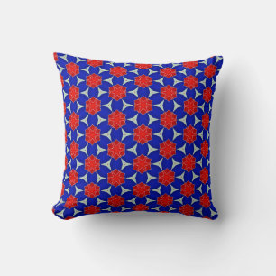 Cojín Decorativo Copo de nieve rojo y azul