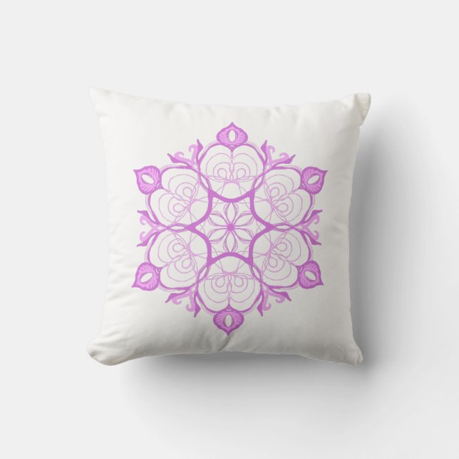 Cojín Decorativo Copo de nieve rosa (Anverso)