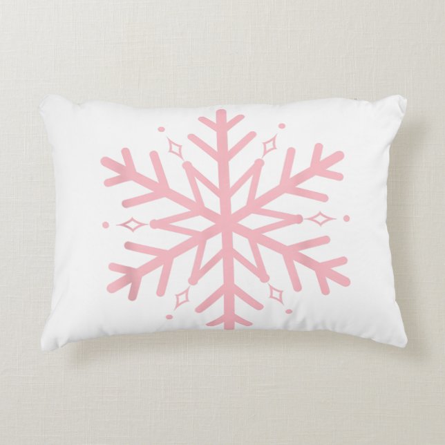 Cojín Decorativo Copo de nieve rosa (Anverso)