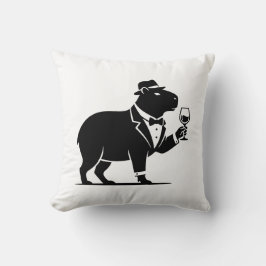 Cojín Decorativo Copo de Vino de Carpincho Divertido Minimalista Mo