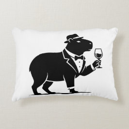 Cojín Decorativo Copo de Vino de Carpincho Divertido Minimalista Mo