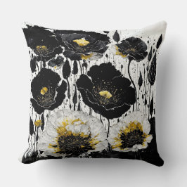 Cojín Decorativo Copos abstractos de oro negro