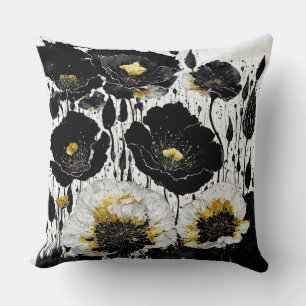 Cojín Decorativo Copos abstractos de oro negro