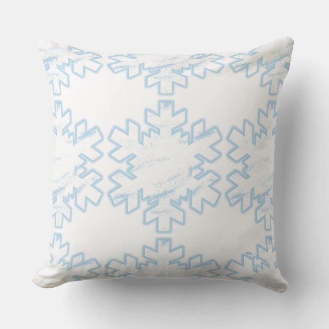 Cojín Decorativo Copos de nieve (azul/blanco) (Anverso)