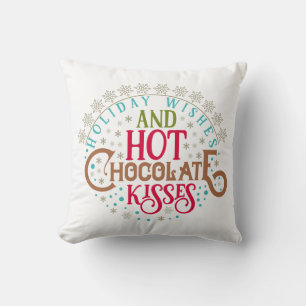 Cojín Decorativo Copos de Nieve Besos de Chocolate Caliente Navidad