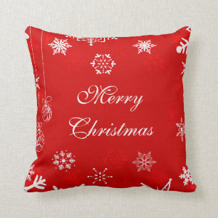 Cojín Decorativo Copos de nieve blancos de las Felices Navidad en